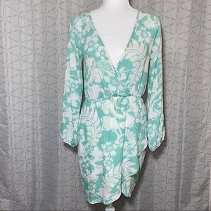 A3 Design Mint Green Floral Print Longsleeve Dress